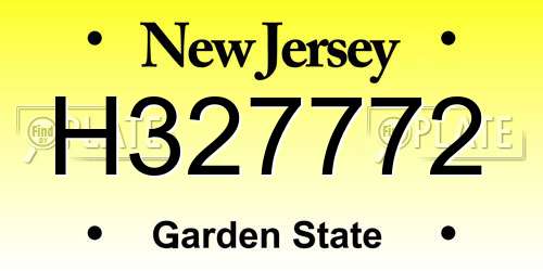 H327772 New Jersey License Plate