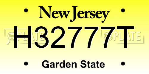 H32777T New Jersey License Plate