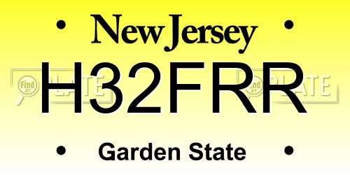 H32FRR New Jersey License Plate