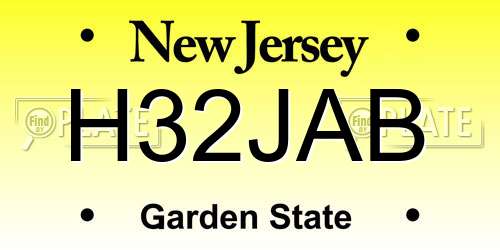 H32JAB New Jersey License Plate