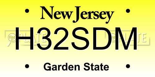 H32SDM New Jersey License Plate