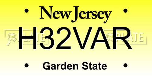H32VAR New Jersey License Plate