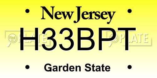 H33BPT New Jersey License Plate