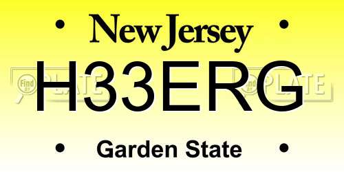 H33ERG New Jersey License Plate