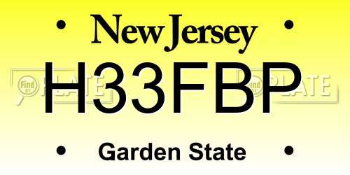 H33FBP New Jersey License Plate