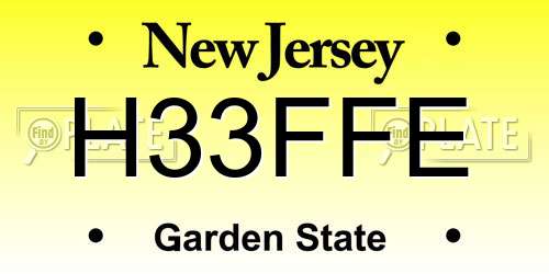 H33FFE New Jersey License Plate