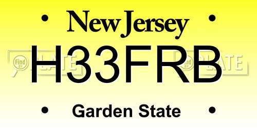 H33FRB New Jersey License Plate