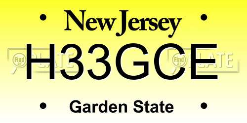 H33GCE New Jersey License Plate