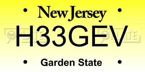 H33GEV New Jersey License Plate