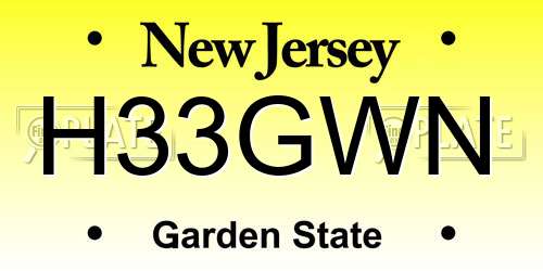 H33GWN New Jersey License Plate