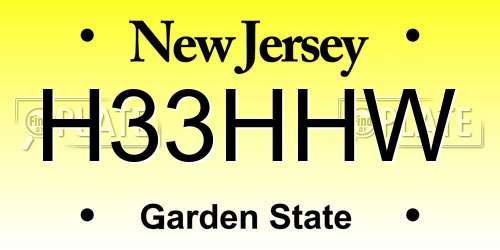 H33HHW New Jersey License Plate