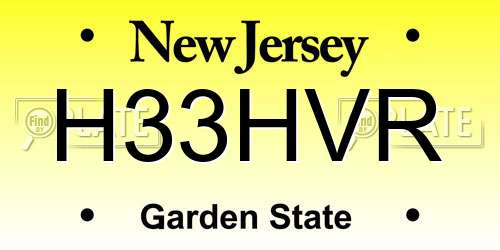 H33HVR New Jersey License Plate