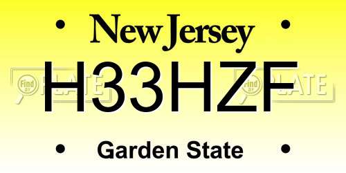 H33HZF New Jersey License Plate