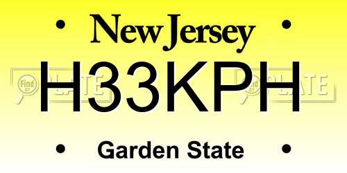 H33KPH New Jersey License Plate