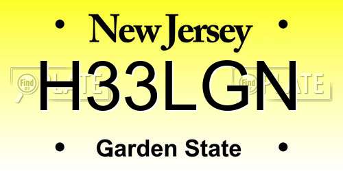 H33LGN New Jersey License Plate