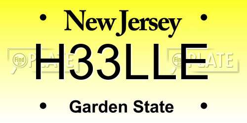 H33LLE New Jersey License Plate
