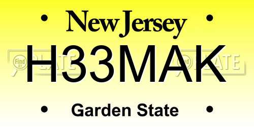 H33MAK New Jersey License Plate