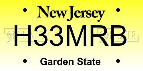 H33MRB New Jersey License Plate