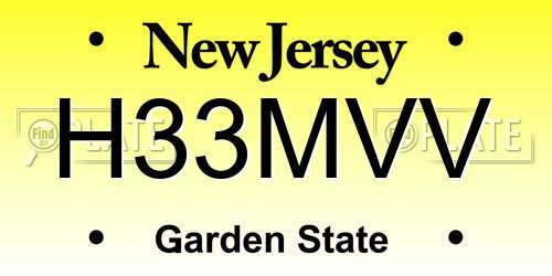 H33MVV New Jersey License Plate