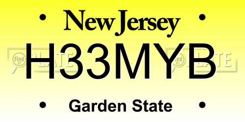 H33MYB New Jersey License Plate