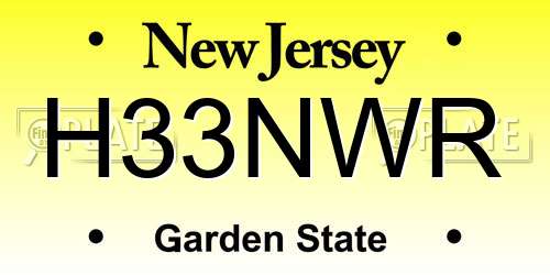 H33NWR New Jersey License Plate