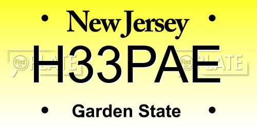H33PAE New Jersey License Plate