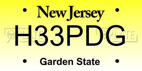 H33PDG New Jersey License Plate