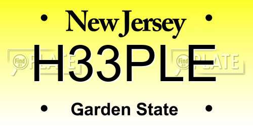 H33PLE New Jersey License Plate