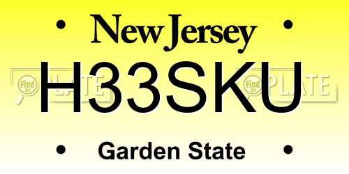 H33SKU New Jersey License Plate