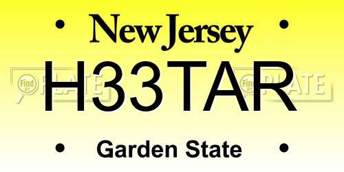 H33TAR New Jersey License Plate