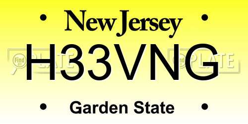 H33VNG New Jersey License Plate