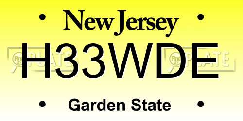 H33WDE New Jersey License Plate