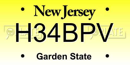 H34BPV New Jersey License Plate