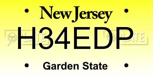 H34EDP New Jersey License Plate