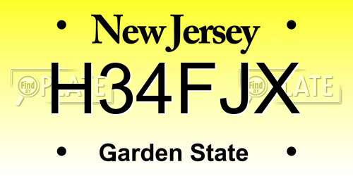 H34FJX New Jersey License Plate
