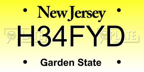 H34FYD New Jersey License Plate