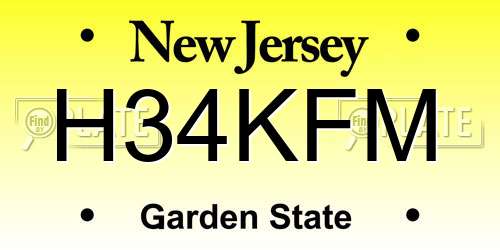 H34KFM New Jersey License Plate