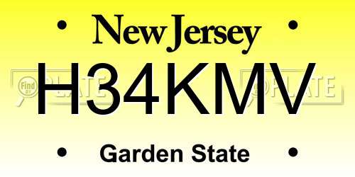 H34KMV New Jersey License Plate