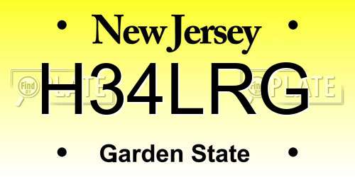 H34LRG New Jersey License Plate