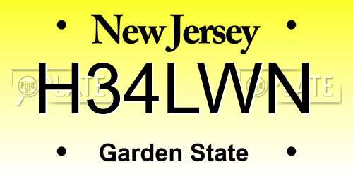 H34LWN New Jersey License Plate