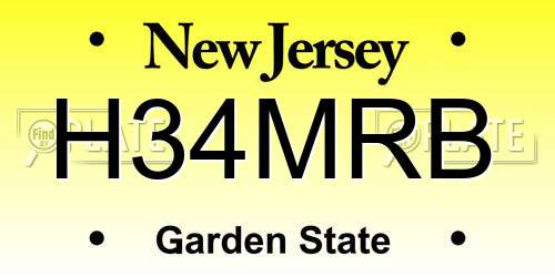 H34MRB New Jersey License Plate