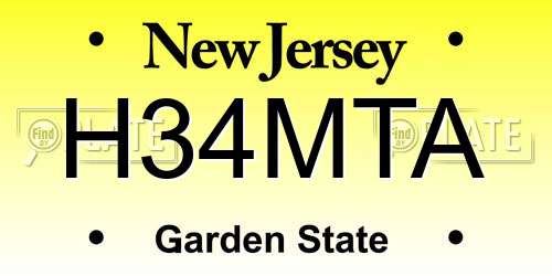 H34MTA New Jersey License Plate