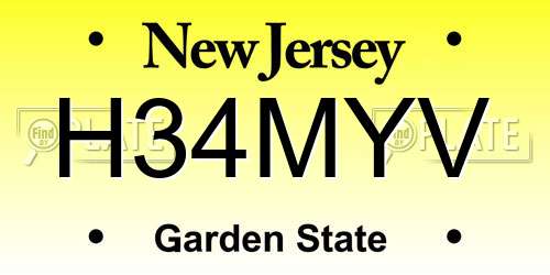 H34MYV New Jersey License Plate