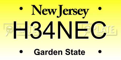 H34NEC New Jersey License Plate