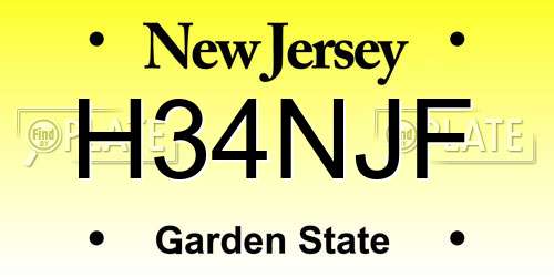 H34NJF New Jersey License Plate