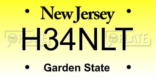H34NLT New Jersey License Plate