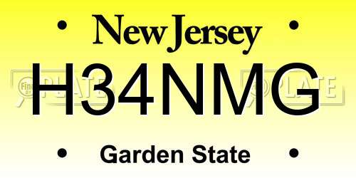 H34NMG New Jersey License Plate