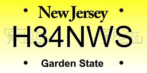 H34NWS New Jersey License Plate