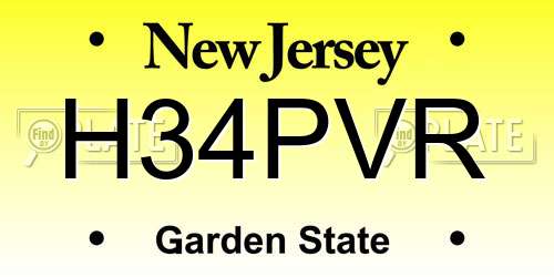 H34PVR New Jersey License Plate