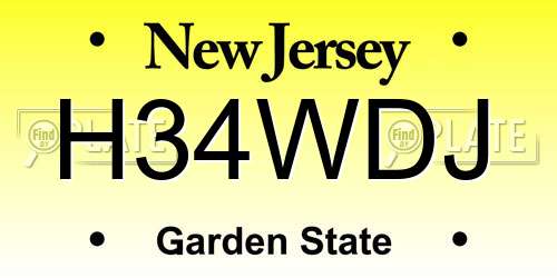 H34WDJ New Jersey License Plate